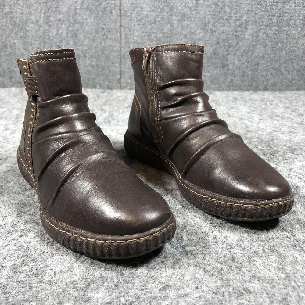 Clarks Ankle Booties Womens 8 M Brown Leather Buckle Zip Comfort Boots